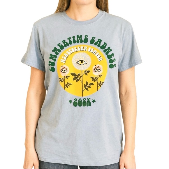 PacSun Light Blue Tee with Green Graphic - Picture 1 of 5